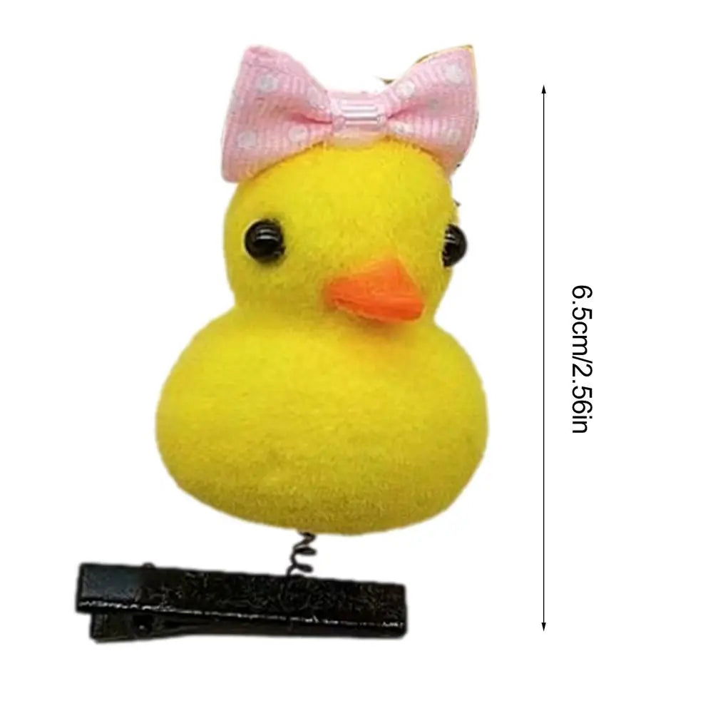 Little Yellow Duck Hairpin Plush Soft Hair Pins Fun Animal Clips Qme Bow tie style China Mainland