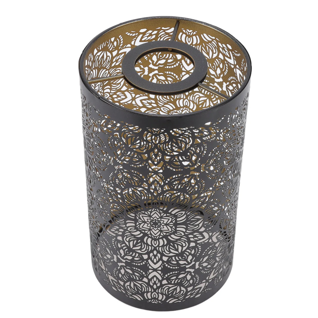 Lamp Shade Cylindrical Circular Pattern Black Lamp Shade Detachable Interventional Installation Wrought Iron for Nightstand Qme