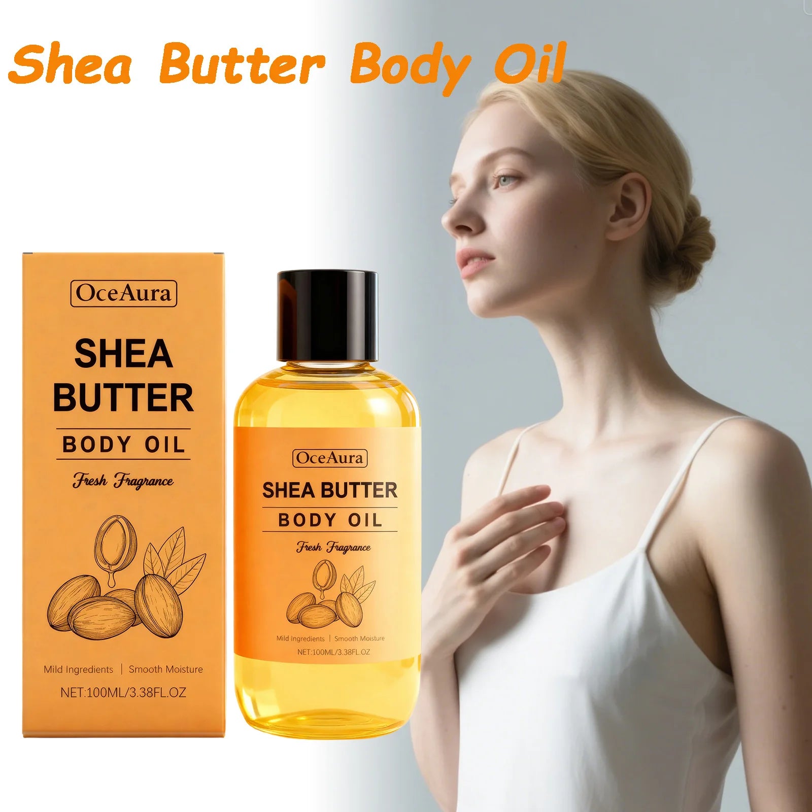 Shea Butter Body Oil Lightweight Fast Absorbing for Dry Rough Skin Soft Improve Dry Skin Body Massage Moisturizing Essential Oil Qme