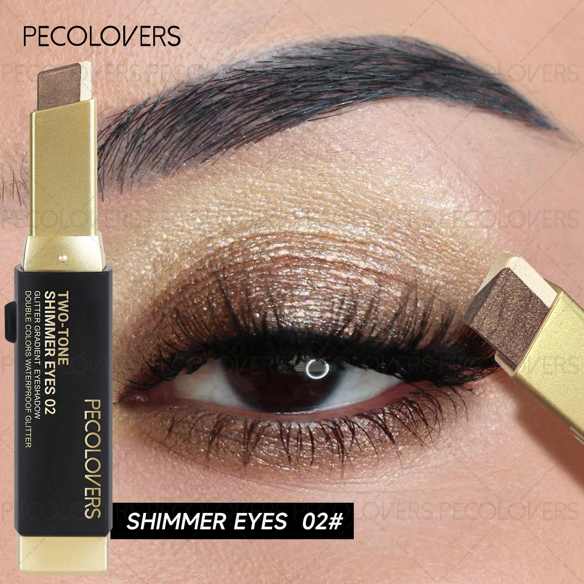 Two Shades Glitter Eyeshadow Stick Pigmentation 6 Option Gradient Qme 02