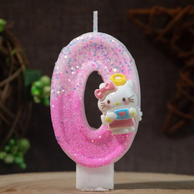 Hello Kitty 0-9 Number Birthday Candles Pink Cartoon Cake Topper Decorations Student Birthday Party Supplies Qme