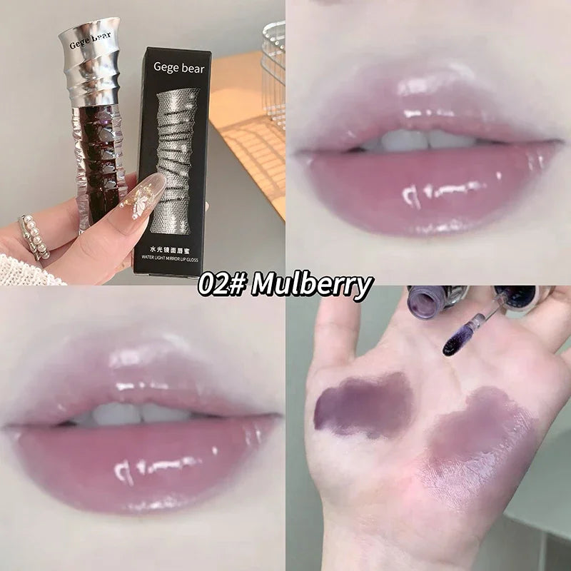 Fashion Shell Lip Gloss Long-lasting Hydrating Jelly Lip Oil Waterproof Non-fading Mirror Shimmer Blue Almond Lip Gloss Cosmetic Qme 02