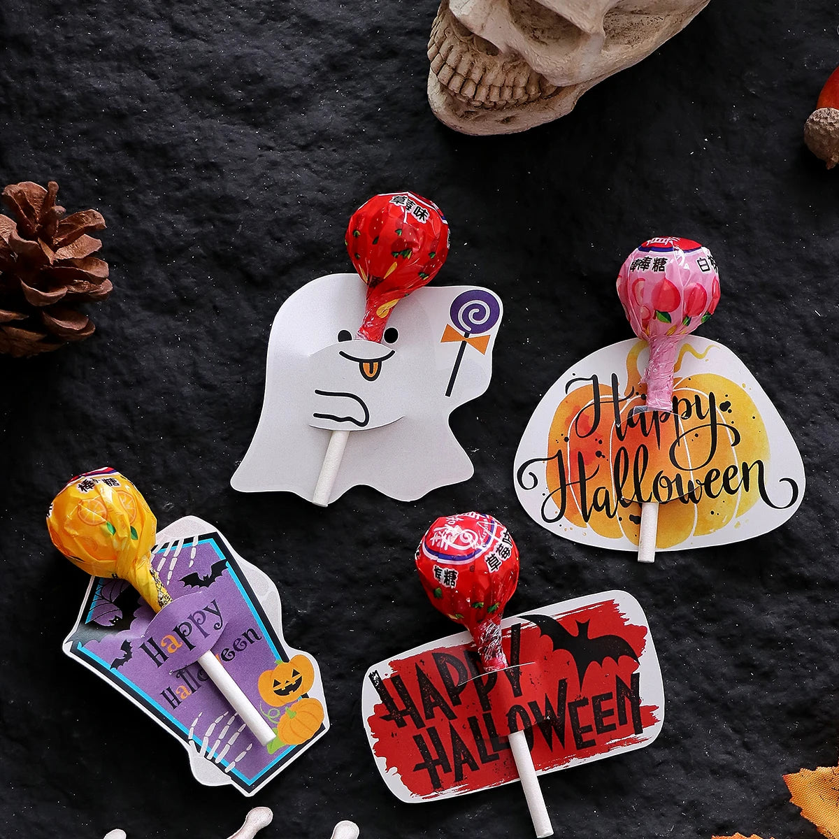 Halloween Lollipop Cards—Pack of 30: Fun Halloween Candy Cards for Kids, Featuring 4 Different Halloween Designs to Celebrate Qme 30Pcs Other Other