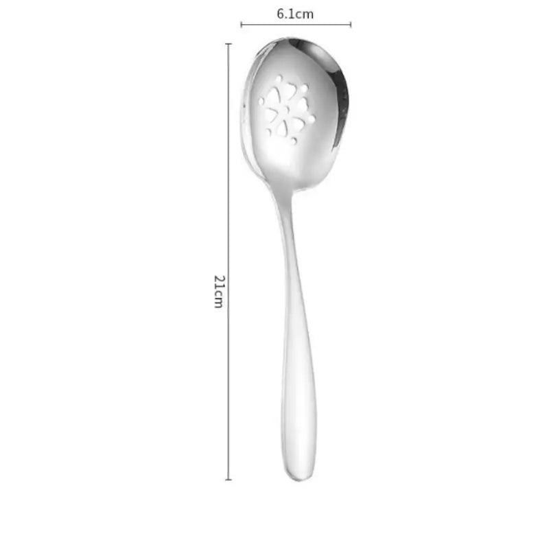 Household Public Serving Spoon Stainless Steel Soup Colander Spoon For Ice Cream Dinner Spoons Rice Salad Kitchen Tableware Qme Silver slotted spoon