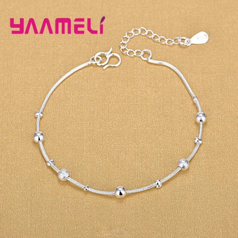 Trendy Women Foot Chains Adjustable Mujer Charm 925 Sterling Silver Color Anklets Bohemia Jewelry Summer Holiday Design Qme