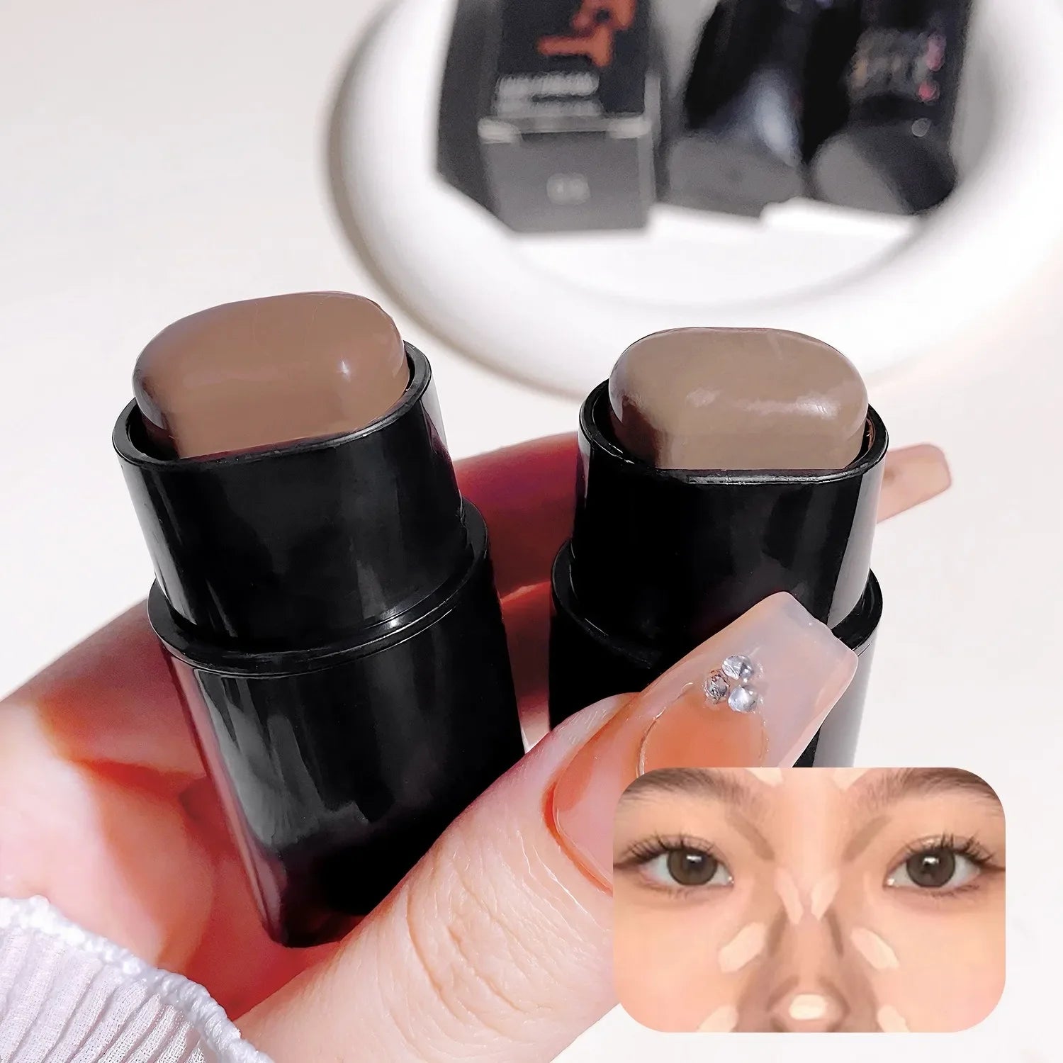 Square-head Face Contouring Stick Bronzers Enhances Three-dimensional Contour Nose shadow V Facial Shape Brighten Trimming Stick Qme
