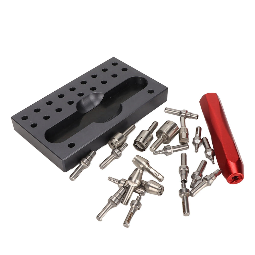 Watch Tube Removing Tool Anti Slip Base Easy Assembly Red Handle Portable Stainless Steel Watch Crown Removing Tool for Store Qme