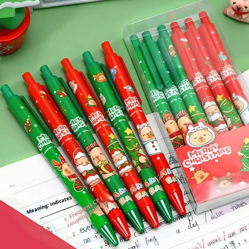 Cute Christmas Capybara Pens Cartoon Santa Claus Snowman Elk Pressing Qme