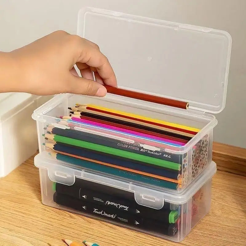 1 Large Clear Plastic Storage Boxes Hinged Lids Ideal Jewellery Qme