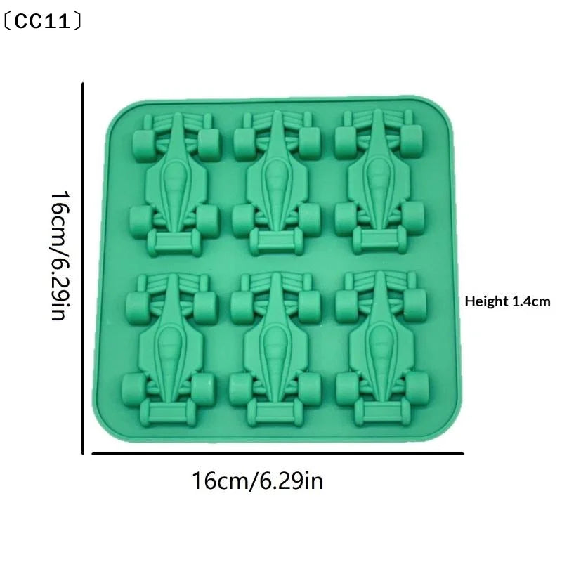 6-Cavity Formula Racing Car Ice Mold Silicone Jelly 3d Race Tumbler Qme