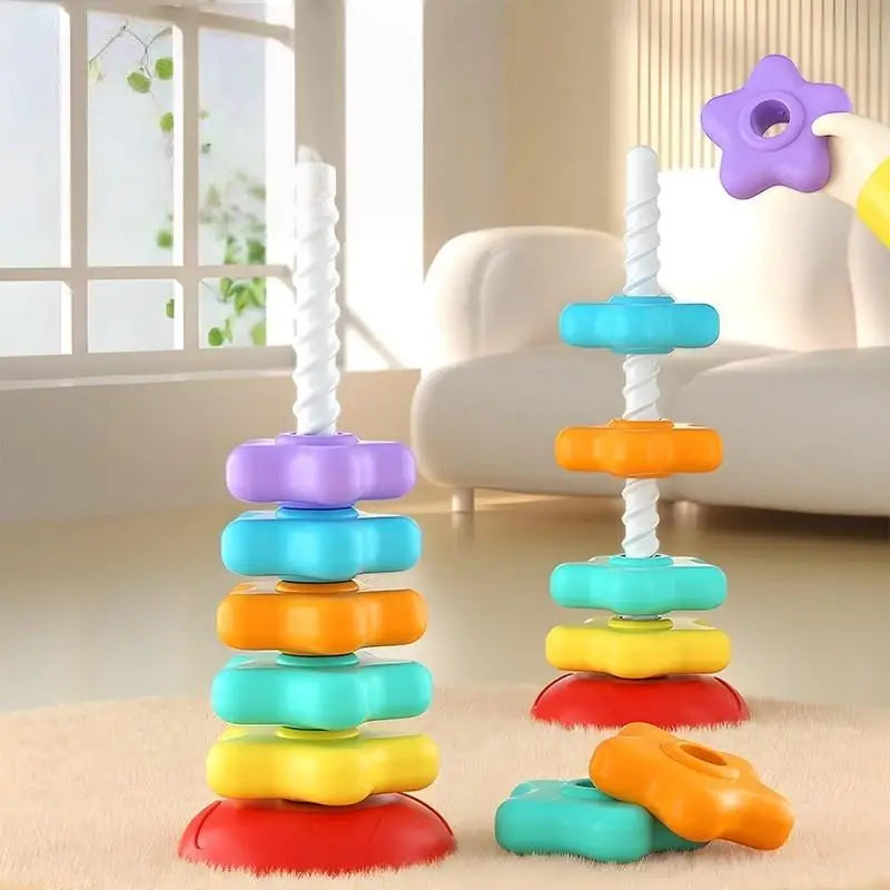 Children's Toy Baby Stacking Puzzle Toys Montessori Rotating Rainbow Qme