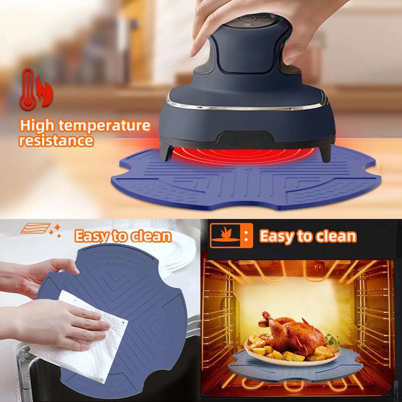 Air Fryer Mat Silicone Heat Resistant Trivet Pad Reusable Protector Qme