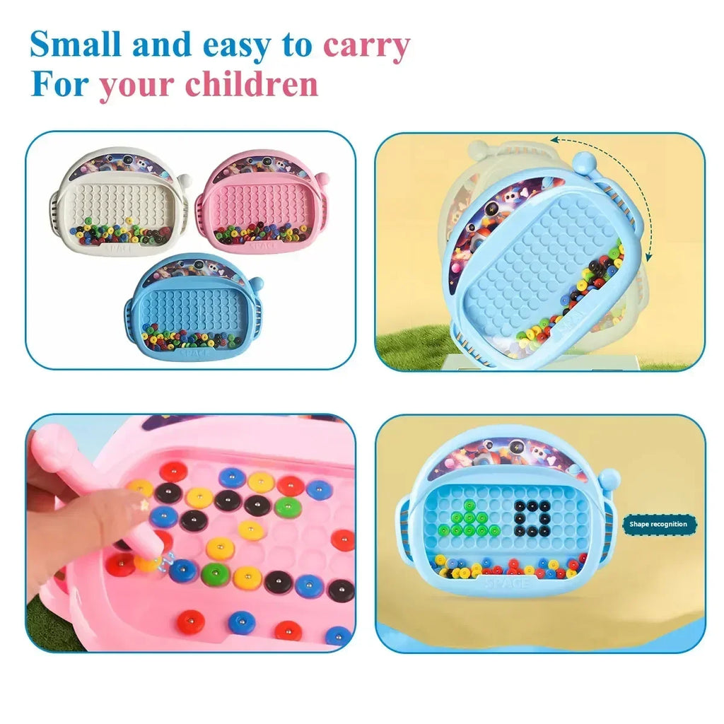 Children's Magnetic Doodle Board with Pen & Beads Drawing Toy for 3-8 Years Kids Educational Boy Girl Montessori Gift Boys Girls Qme