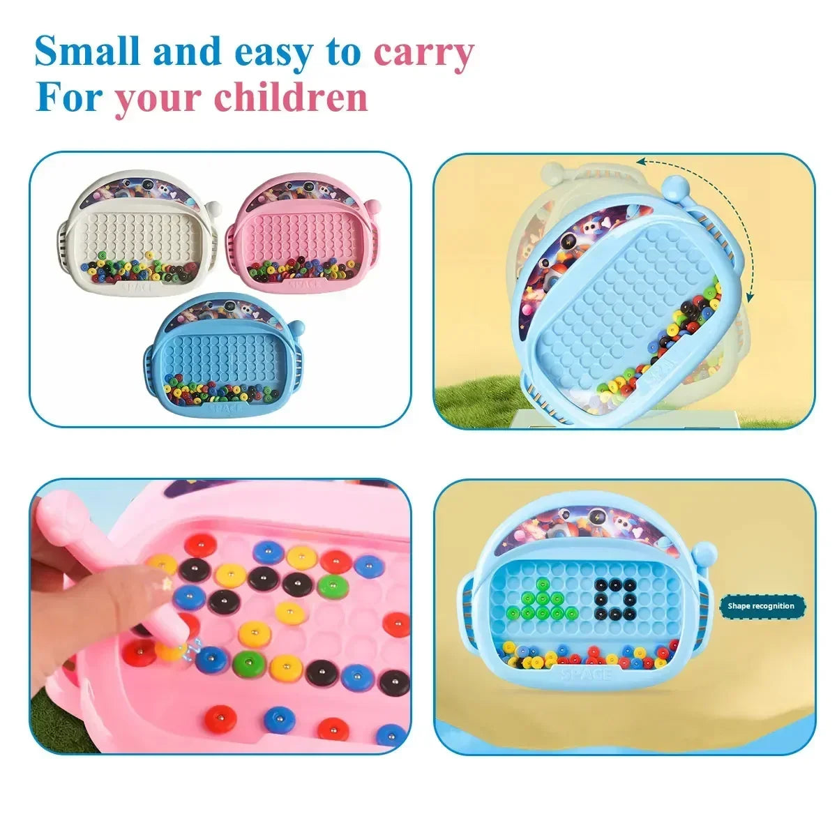 Children's Magnetic Doodle Board with Pen & Beads Drawing Toy for 3-8 Years Kids Educational Boy Girl Montessori Gift Boys Girls Qme