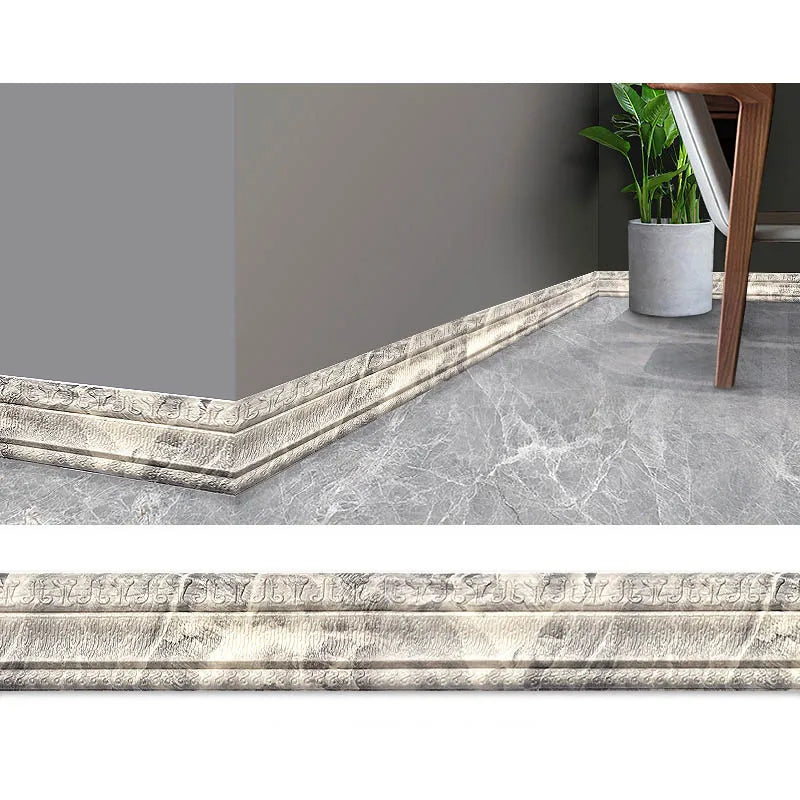 2.3m 3D pattern wallpaper decorative line skirting line decoration self-adhesive waterproof living room wall border sticker Qme