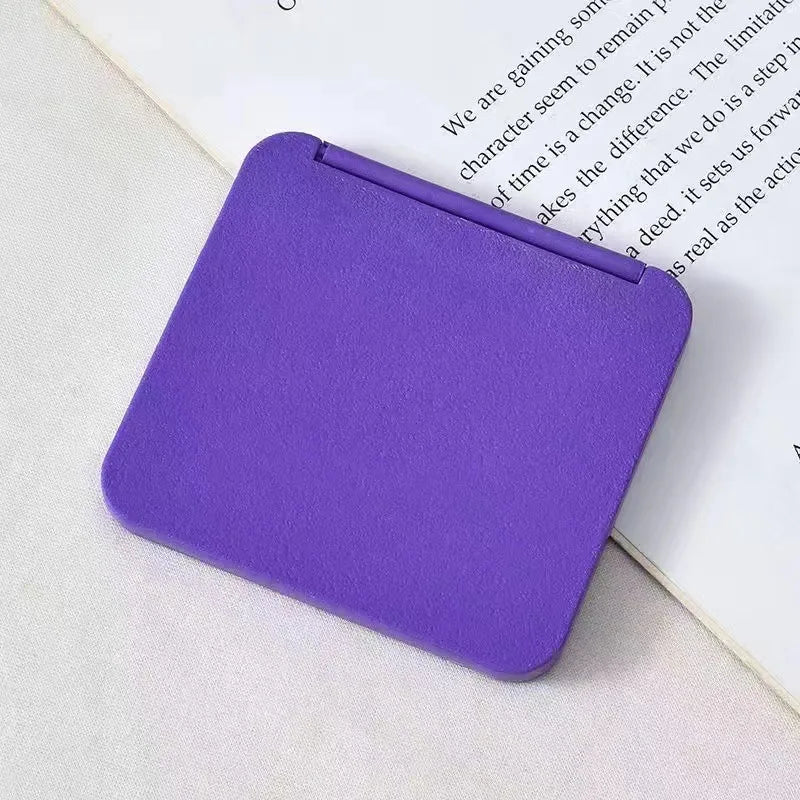 2-Face Makeup Mirror Square Portable Cute Girl's Hand Mini Pocket Qme Purple China Mainland