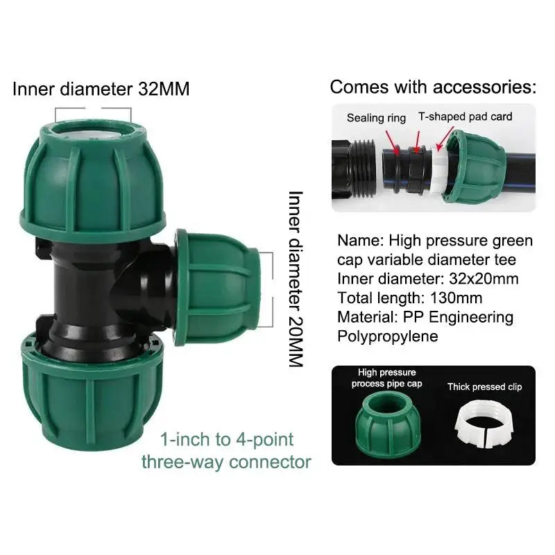 PE Pipe Fittings Quick Connectors Tap Water Pipes Heatless Joints Valves Direct Elbows Tees For Plumbing Irrigation DIY Repair Qme A14