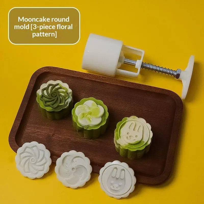 Mooncake Mold Plastic Hand Press Pastry Mung Bean Cake Model Qme 7