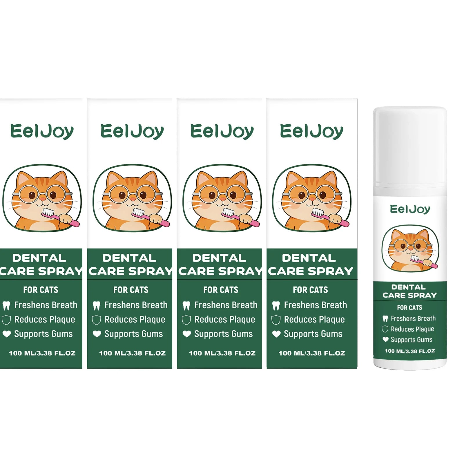 Cat Dental Care Spray Removing Dental Plaque Freshing Breath Reducing Bacterial Growth Support Gum Healthy Pet Oral Care Spray Qme 4 x 100ml Boxed