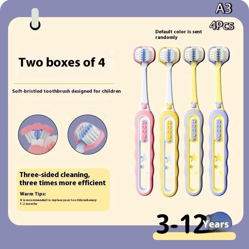 Antibacterial Cleaning Toothbrush Children Three-sided Soft Bristle Qme A3