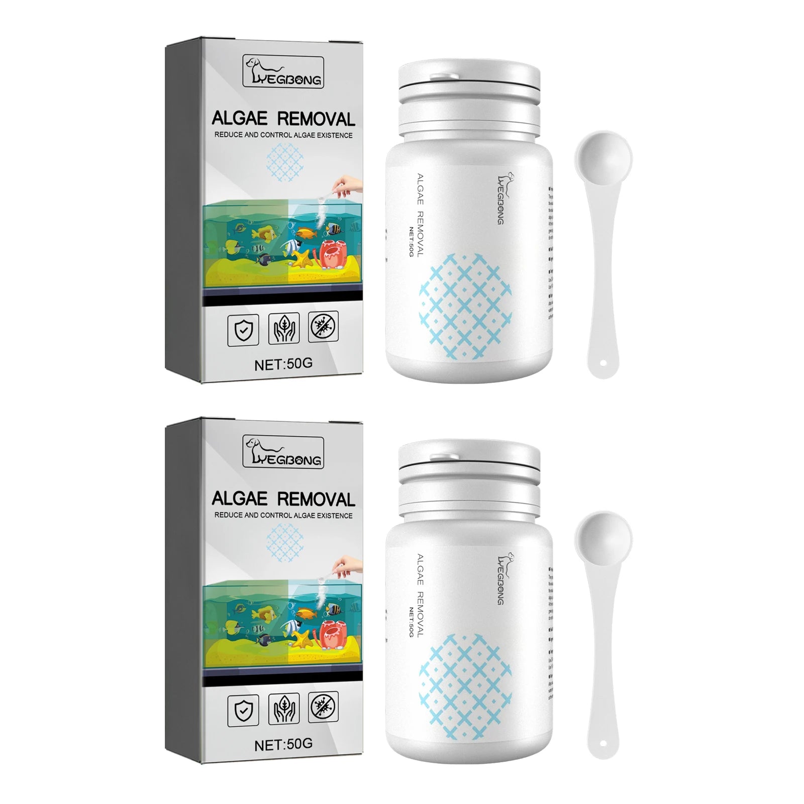 Algae Removal Quickly Removing Fish Manure Eliminate Odor Purify Water Quality Improve Water Purity Fish Tank Moss Removal Agent Qme 2 X 50g Boxed