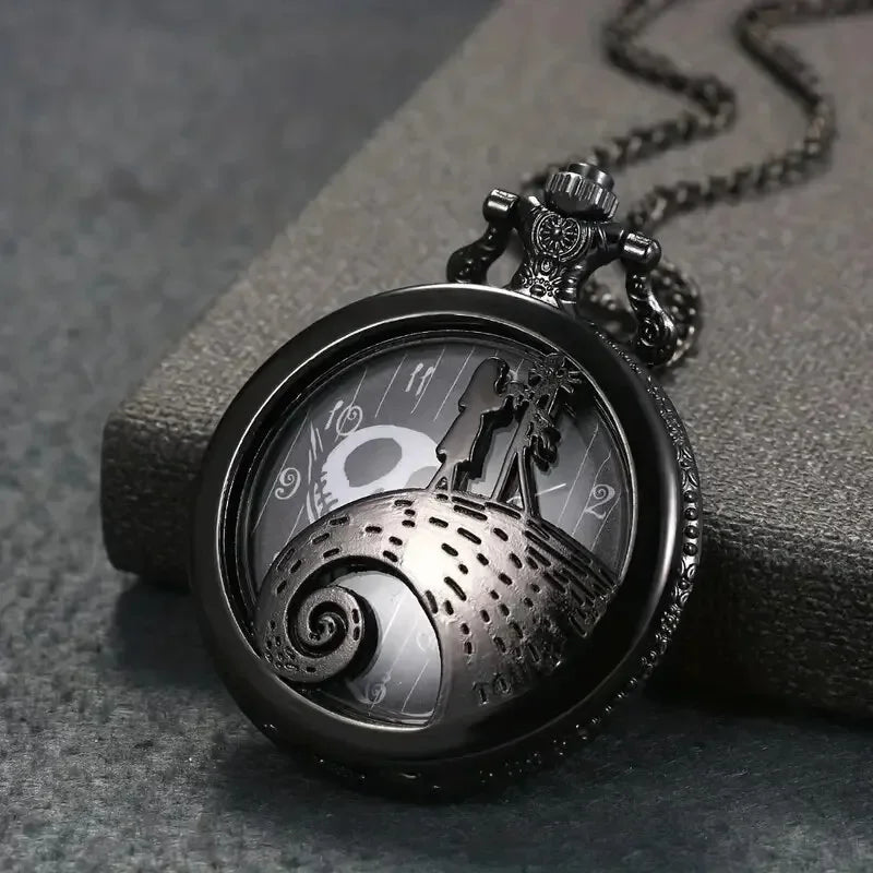 Fashion Lovers Skeleton Quarzt Pocket Watch with Chain Necklace Vintage Quartz Pendant Watches Clock Chain Mens Women Qme