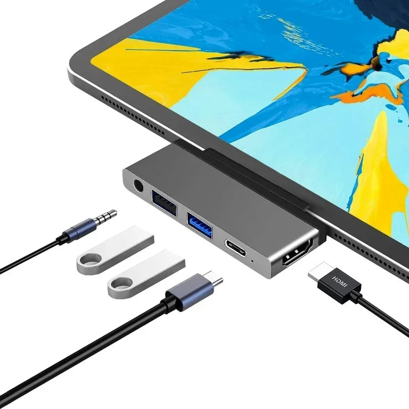 5 In1 Converter Travel Charger Power Adapter Socket Fireproof Plastic Converter Suitable for 18-20 IPad Pro Qme gray 5 in 1