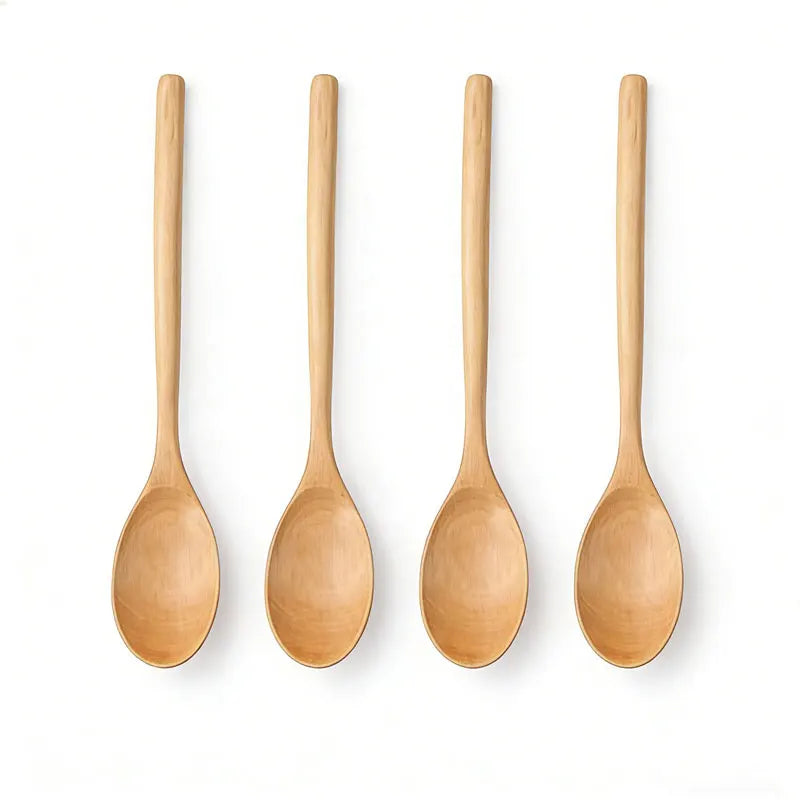 Wooden Spoon Tableware Kitchen Cooking Utensil Tools Soup Tea Spoon Catering Cooking Tool Coffee Soup Teaspoon Honey Spoon Qme 4pcs Camel