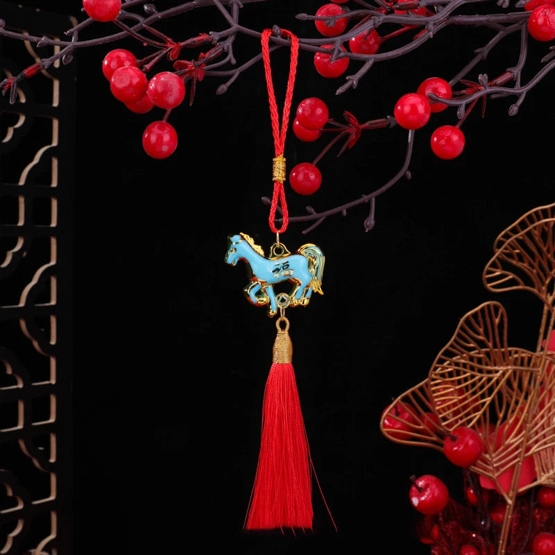 1/6Pcs 2026 Year Of The Horse Wall Hanging Ornament Pendant Lucky New Year Oil-Drip Horse Pendant Decor Home Hanging Supplies Qme A5