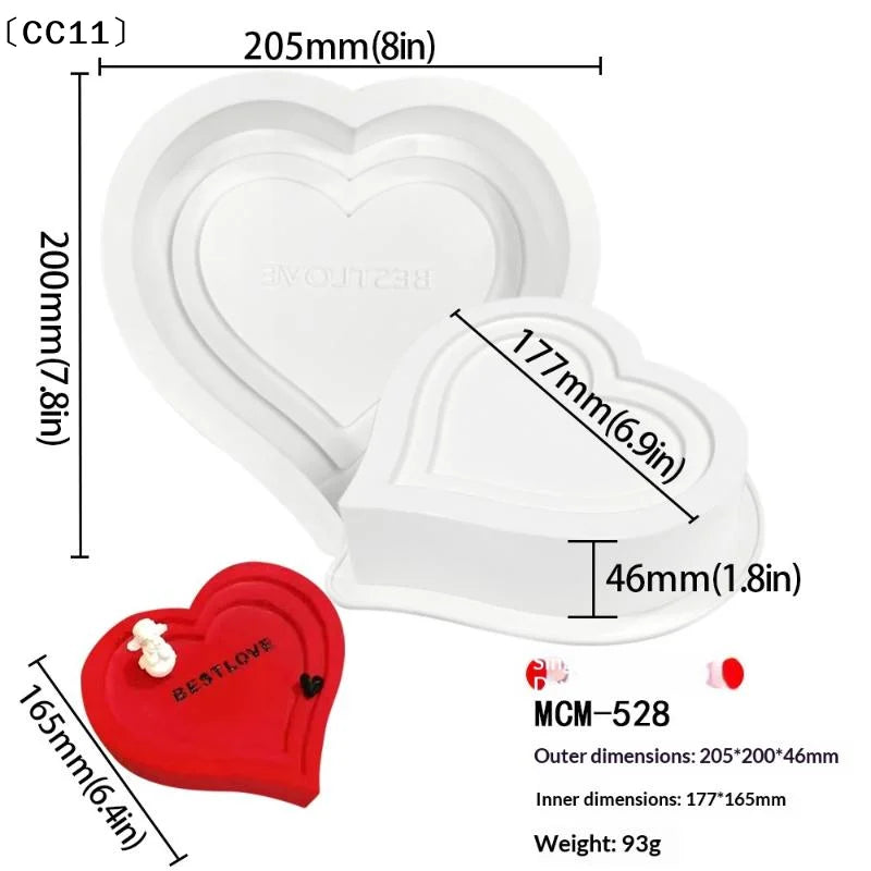 Romantic Heart Rose Design Silicone Cake Molds Valentine's Day Mousse Qme