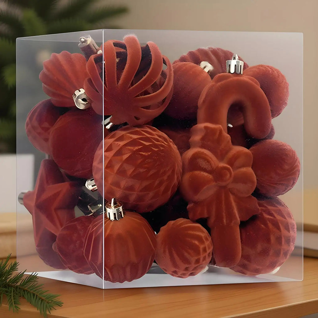Christmas Tree Ornaments Velvet Balls Shatterproof Holiday Decor Pendant Velvet Christmas Tree Decorations For Indoor Outdoor Qme