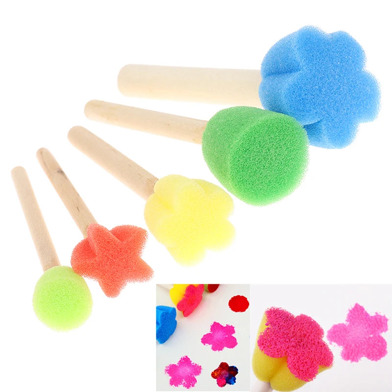Kids Toddler Sponge Stamp Brush Kits Flower Drawing Toys Children Qme