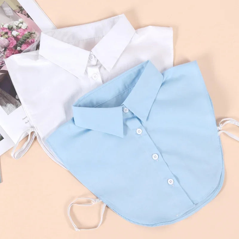Detachable Cotton Lapel Shirt Fake Collar Solid False Blouse Neckwear Qme