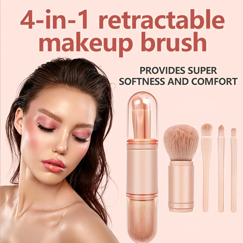 Mini Makeup Brush 4-in-1 Four-piece Retractable Portable Eyeshadow Qme