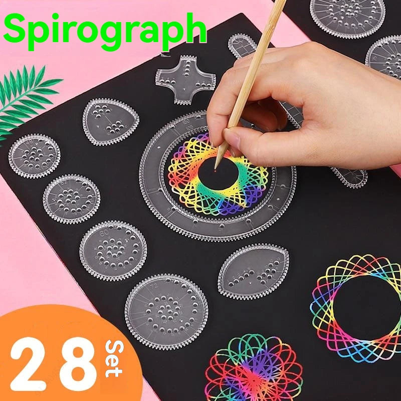 28 Pieces/set Multifunctional Ruler,magic Template, Create Stunning Spiral Drawings, Multifunctional Geometric Drawing Ruler Set Qme