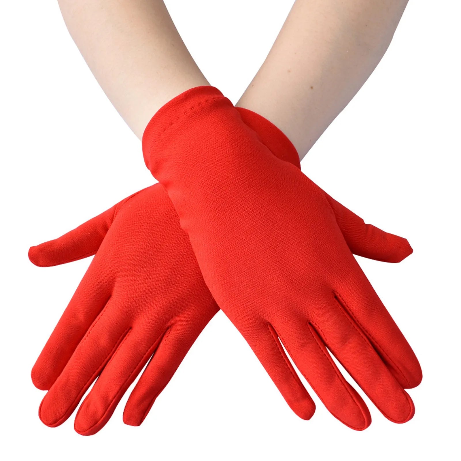 Women and Men Multicolor Stage Performance Masquerade Party Cosplay Opera Accessories Multipropose Etiquette Mittens Qme Red