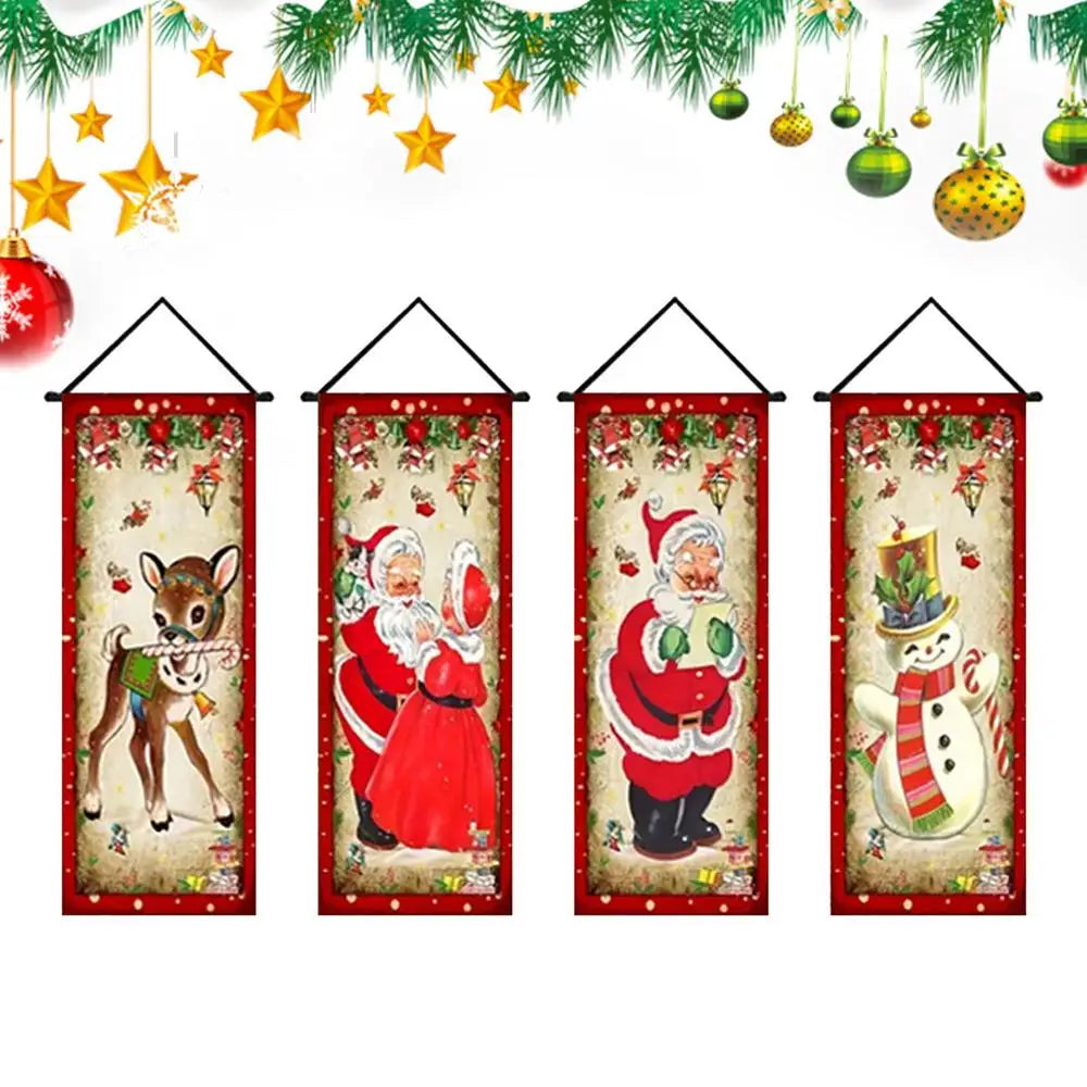Christmas Door Banner 4 Pieces Party Decorations Santa Snowman Elk Front Door Banner For Home Party Wall Room Patio Window Qme A China Mainland