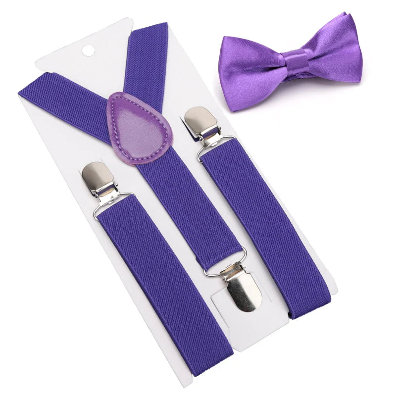 Suspenders Bowtie Kids Boy Girl Childrens Christmas Designer Qme Light purple