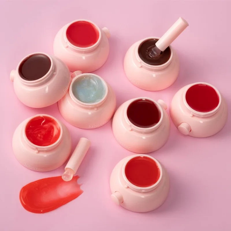 Long-lasting Moisturizing Solid Lip Jelly Red Tinted Lip & Cheek Jam Lip Balm Smooth Gloss Jelly LipGloss Water Light Lipsticks Qme