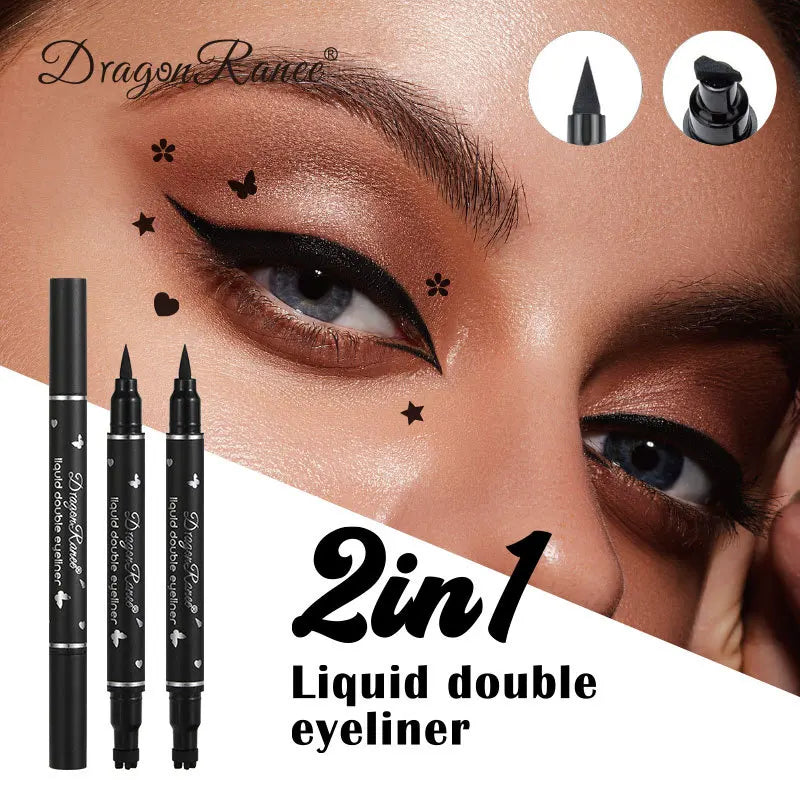 2 IN 1 Butterfly Seal Eyeliner Pen Star Moon Stamp Long-Lasting Waterproof Black Liquid Eye Liner Pencil Eyes Makeup Cosmetic Qme