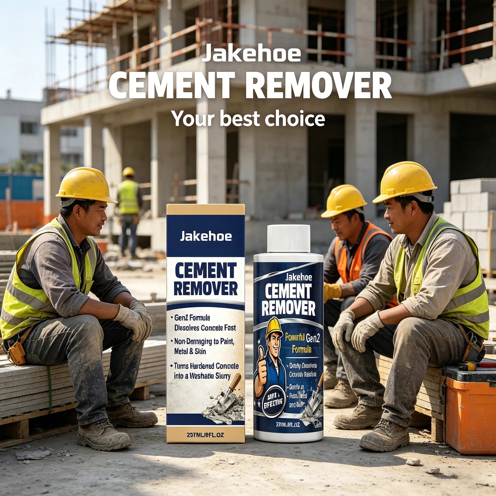 JAKEHOE Cement Remover Effectively Remove Mortar & Cement Deposits Dissolve Concrete Fast Non-damaging to Paint Concrete Cleaner Qme