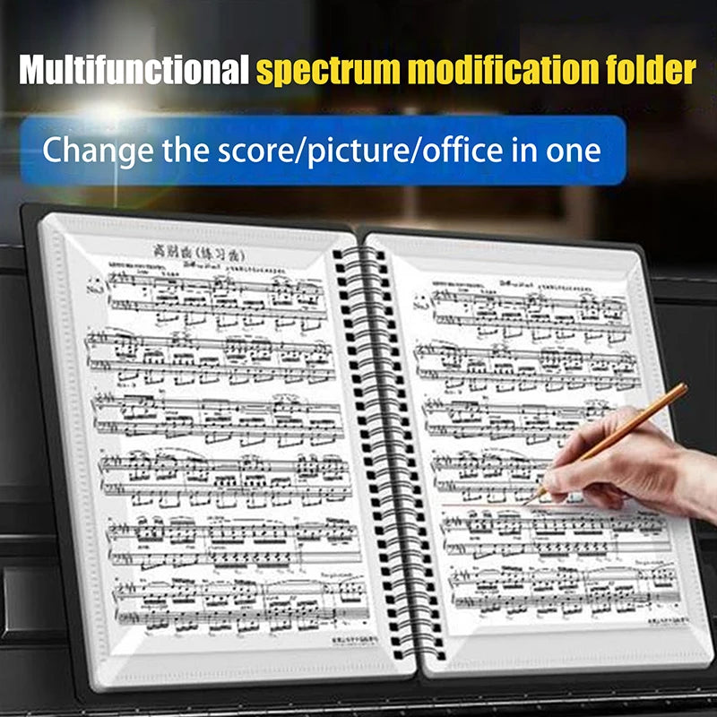 Flexible 20 Pages Piano Music Score Folder A4 Book Clip Sheet Note Qme