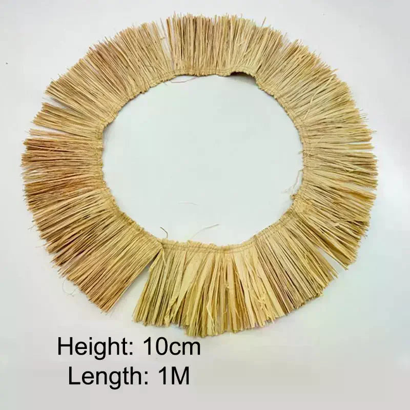 Natural Wedding Garland DIY Home Supply Background Wall Decoration Raffia Straw Tassels Jute Fringe Trim 1meter Qme
