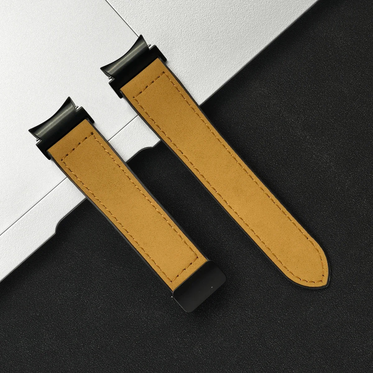 20mm Quick fit Leather Band for Samsung Galaxy Watch 6 5 4 40 44mm watch 5 pro 45 for 6/4 classic 43 47mm 42 46mm No Gaps Strap Qme