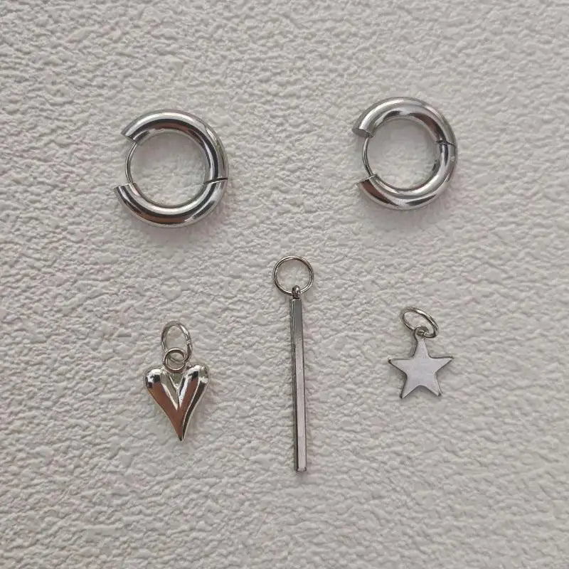 Punk Long Heart Star Pendant Earrings Women Simple Fashion Geometric Qme