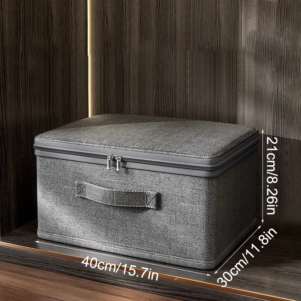Soft Cover With Zipper Storage Box With Lock, Folding Storage Clothes Box, Organizing Portable Box Qme L