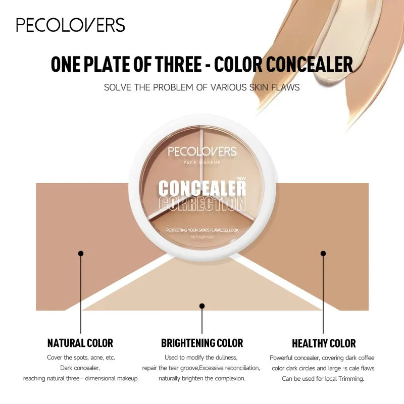 Three-color Concealer Cover Blemishes Tattoo Waterproof Sweat-proof Qme
