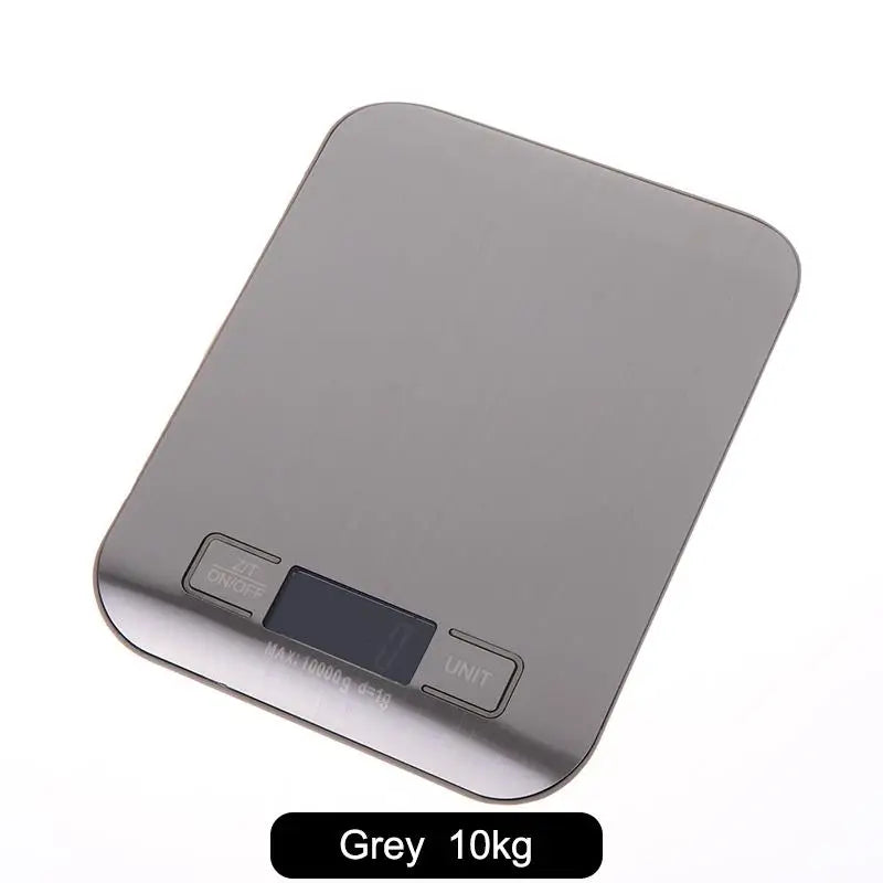 Digital Kitchen Scale LED Display Stainless Steel Panel Electronic Qme 10kg grey