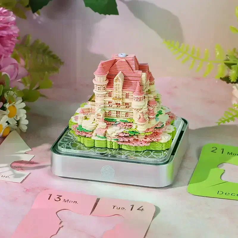 Time Calendar 2027 Desk LED Light 3D Tear-away Paper Carving Art Memo Qme