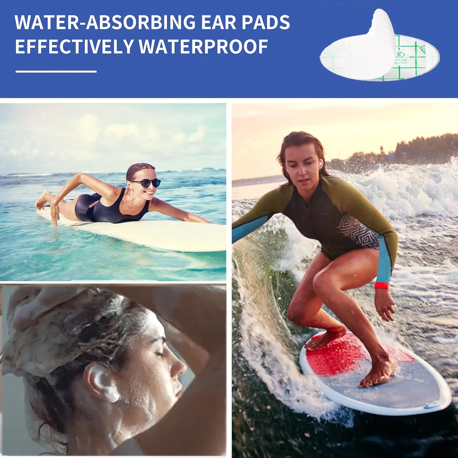Waterproof Ear Patches Baby Bathing Earmuffs Swimming Showering Qme